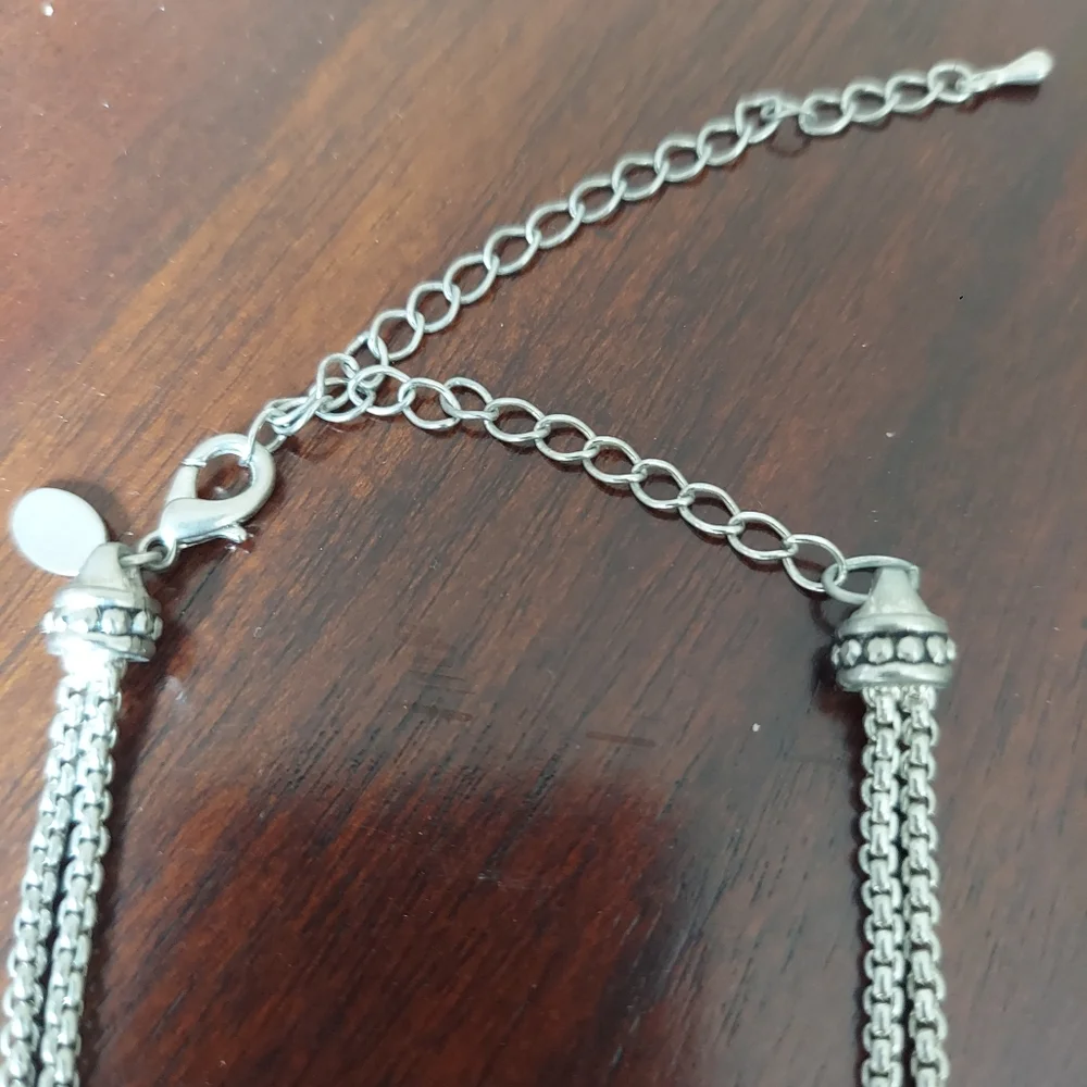 Vintage Cookie Lee Faux Diamond Necklace Silvertone - Picture 7 of 14